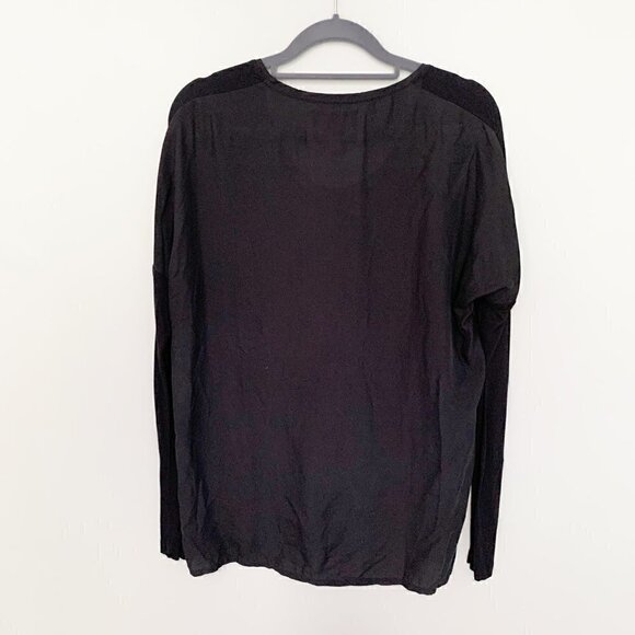 Brochu Walker black long sleeve mixed materials silk high low top - Medium - Picture 3 of 8